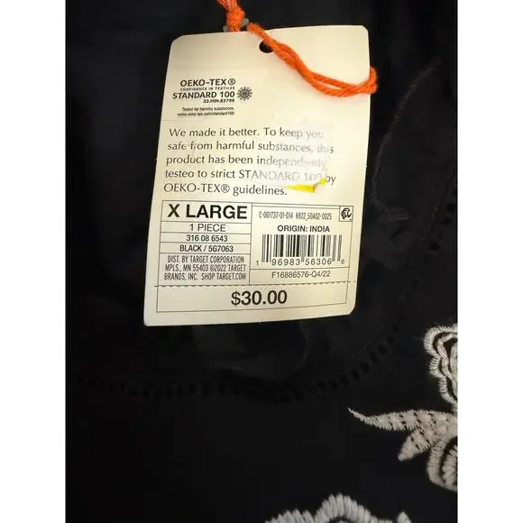 Knox Rose Target Size Medium Top Blouse Black White Cap Sleeve Ruffle Women New - Picture 8 of 9